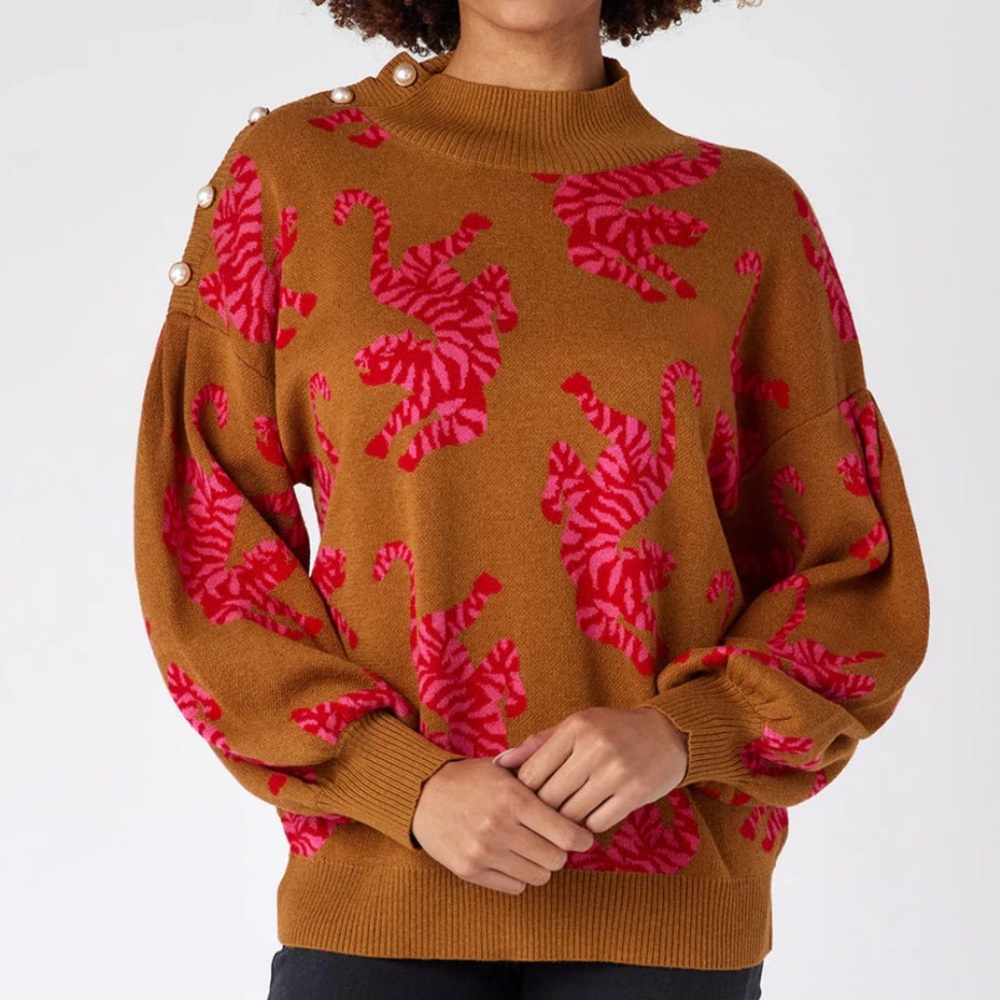 CROSBY by Mollie Burch Pink Tiger Tango Sweater Size XXL, NWT
